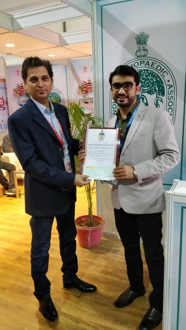 Awarded with Indian Orthopaedic Fellowship at IOACON - Indore by the hands of Dr. Pradeep K Singh